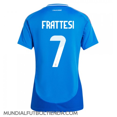 Camiseta Italia Davide Frattesi #7 Primera Equipación Replica Eurocopa 2024 para mujer mangas cortas